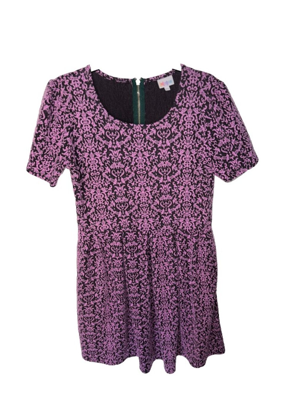 LuLaRoe womens plus size dress 2XL short sleeve purle/black short sleeve modest
